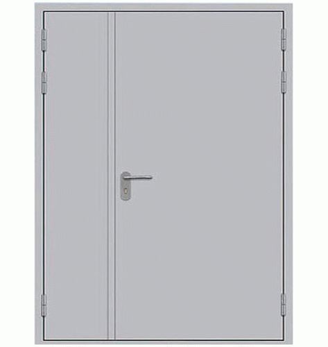 Противопожарная металлическая дверь двустворчатая (сплошное сечение)