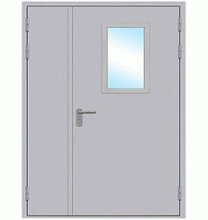 Противопожарная дверь двустворчатая остекленная (Стекло - 300 * 600)