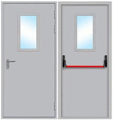 Противопожарная дверь одностворчатая остеклённая (Размер стекла - 300 * 600)